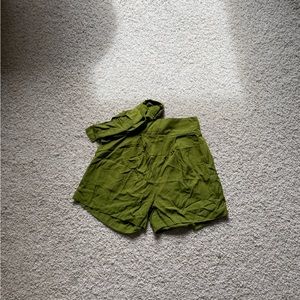 Forest Green Paper-bag Shorts